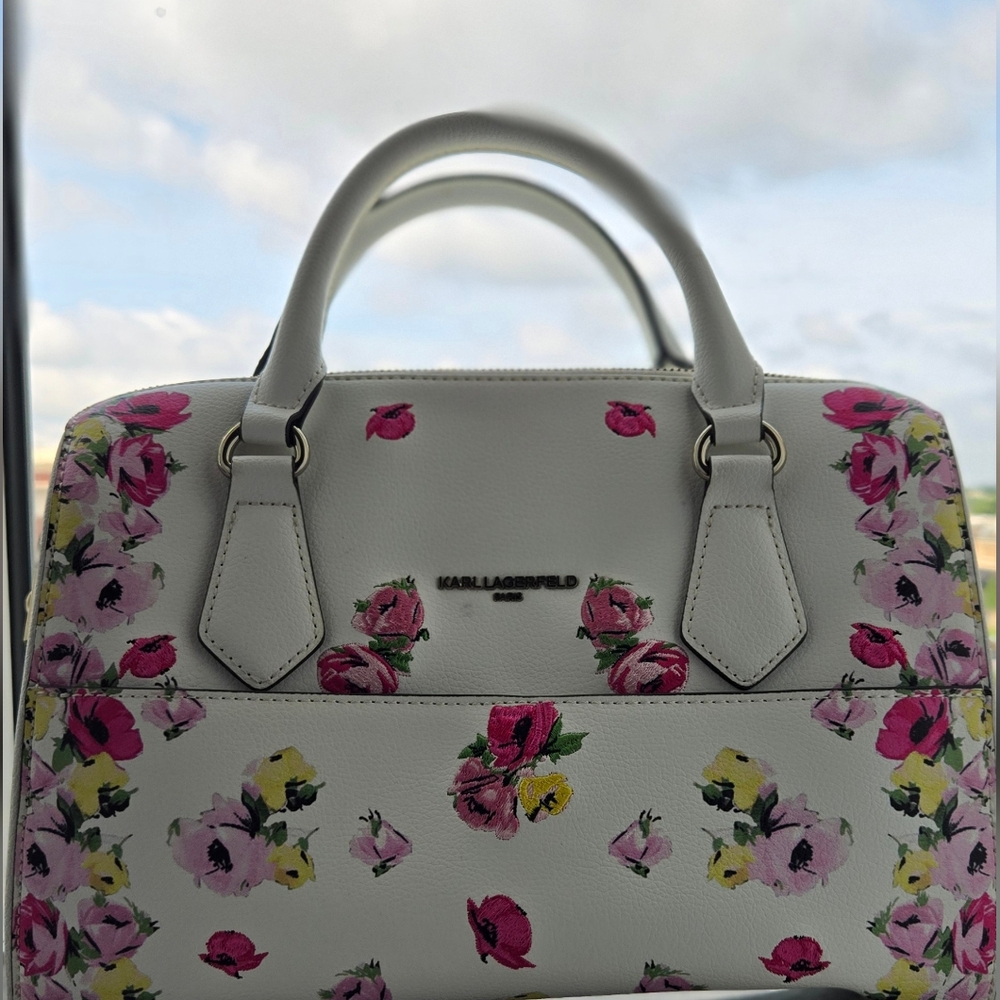Karl Lagerfeld Floral White Satchel